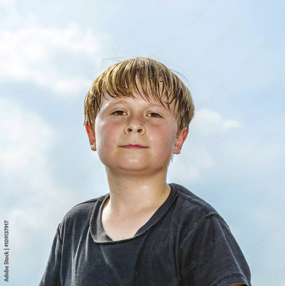 sweating boy after sport looks confident sweating boy after sport looks confident