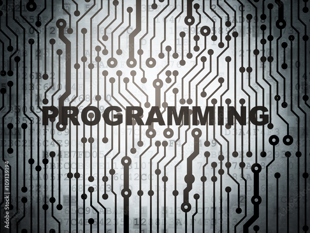Programming concept: circuit board with Programming Programming concept: circuit board with Programming