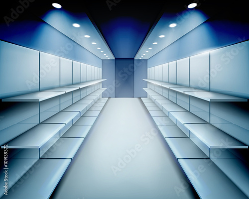 Empty shelves. Vector illustration.