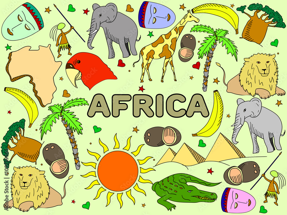Africa line art vector illustration