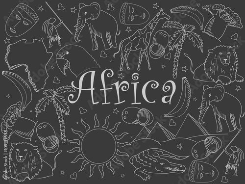 Africa chalk vector illustration
