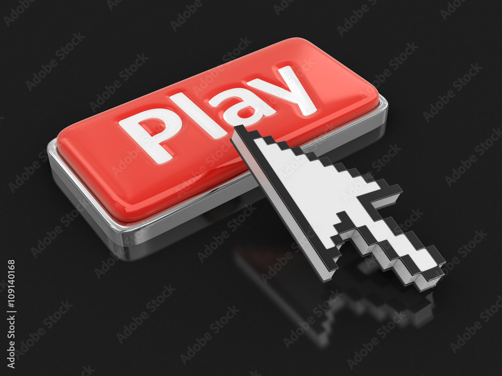 Cursor and button play. Image with clipping path Cursor and button play. Image with clipping path