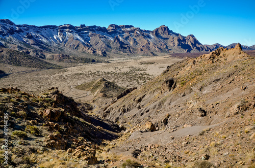 volcanic debris in Ucanca valley and Sombrero de Chasna mountains in the southern part of Teide caldera
Roques de Garcia, Teide National park, Tenerife, Canary islands, Spain photo