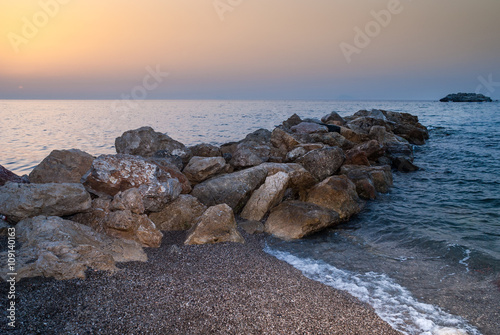 Brolo beach at sunset. Sicily photo