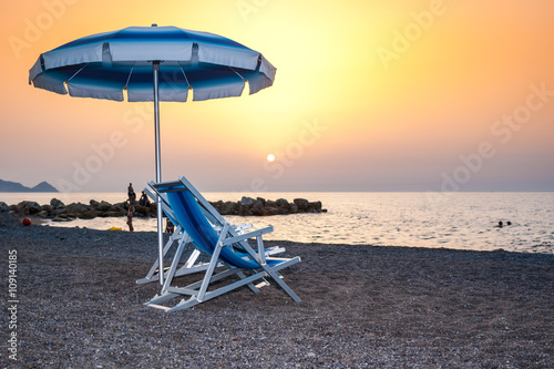 Brolo beach at sunset. Sicily