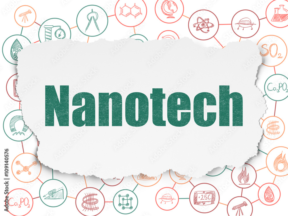 Science concept: Nanotech on Torn Paper background Science concept: Nanotech on Torn Paper background