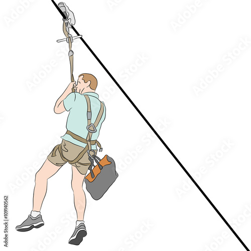 man wearing shorts on a Zip line