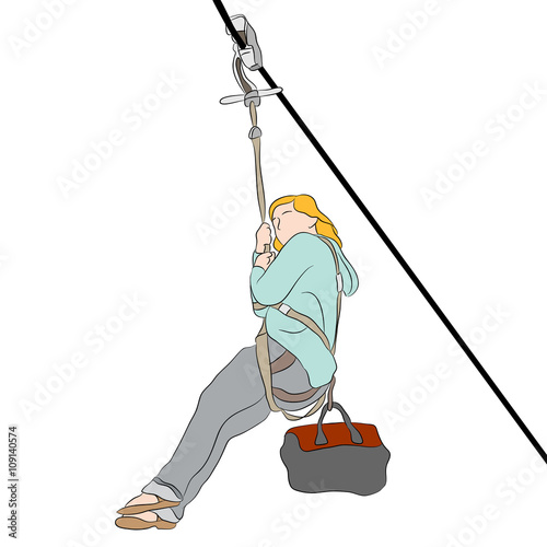 Petite girl on a Zip line