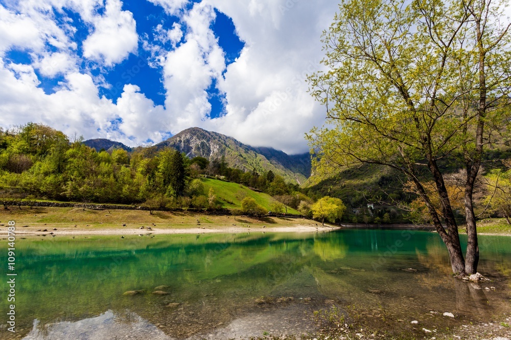 Turquoise lake in the mountains.