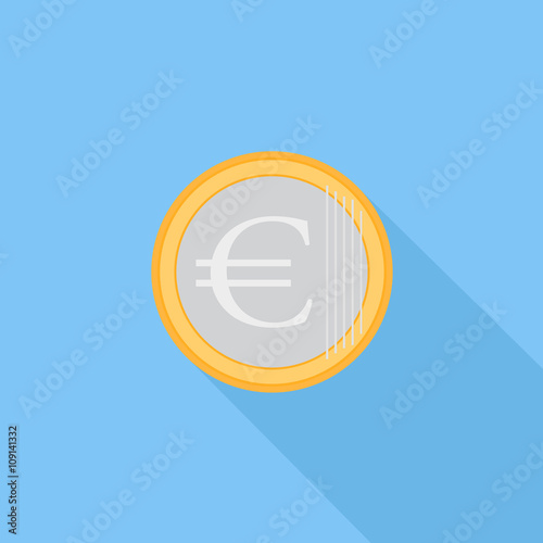Coin Icon -Isolated On Blue Background-Vector Illustration,Graphic Design. Business Concept