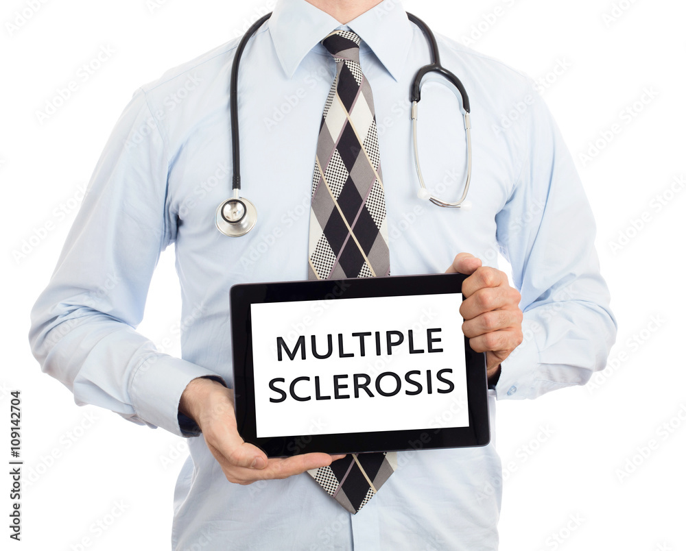 Doctor holding tablet - Multiple sclerosis Doctor holding tablet - Multiple sclerosis