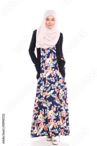 asian malay woman posing with muslim attire