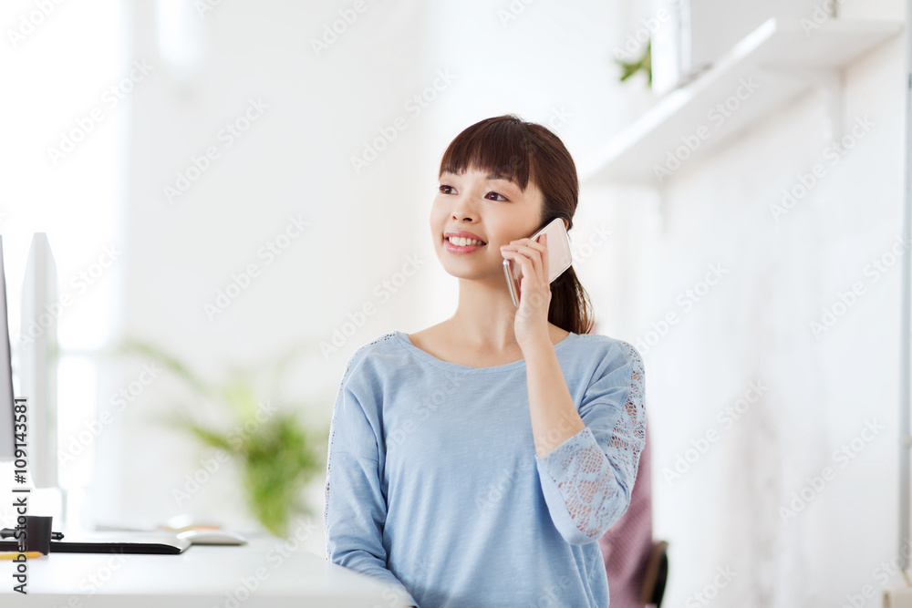 businesswoman calling on smartphone at office businesswoman calling on smartphone at office