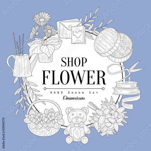 Flower Shop Vintage Sketch