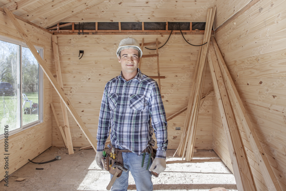 Fototapeta premium Construction Worker standing on job site