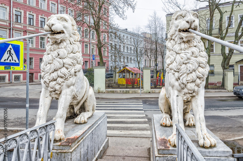 Львиный мост в Санкт-Петербурге пасмурным днем. photo