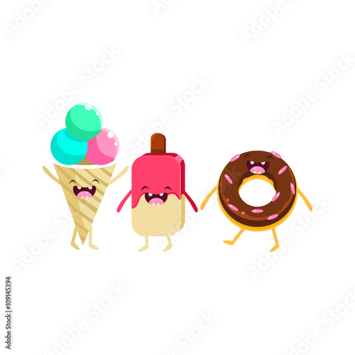 Ice-cream And Doughnut Cartoon Friends