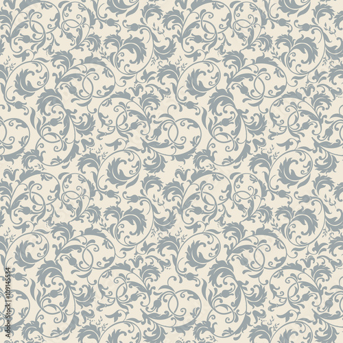 seamless victorian pattern in blue, grey and beige