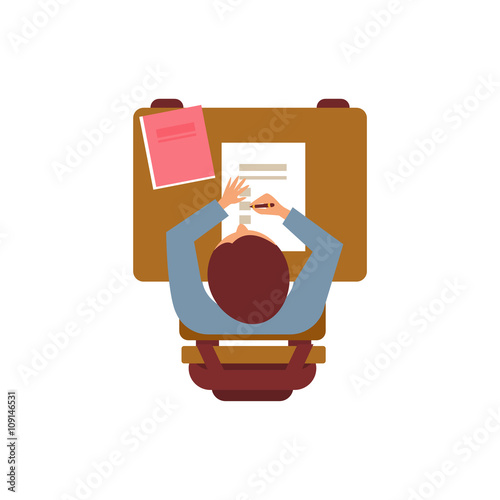 Male Student With Textbook From Above