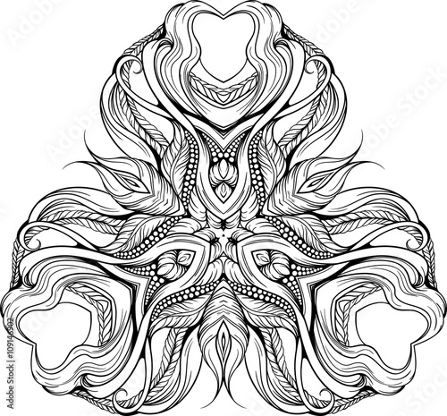 Fototapeta Naklejka Na Ścianę i Meble -  mandala made of floral elements. coloring page