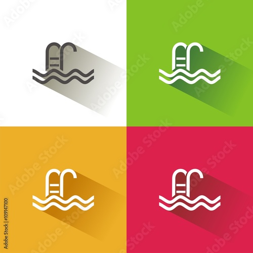 Icono de piscina sobre fondos de colores. ilustración vectorial