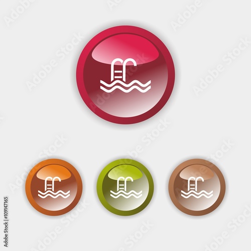 Icono de piscina sobre fondos de colores. ilustración vectorial