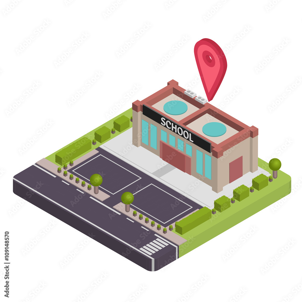 Isometric school Stock Vector | Adobe Stock