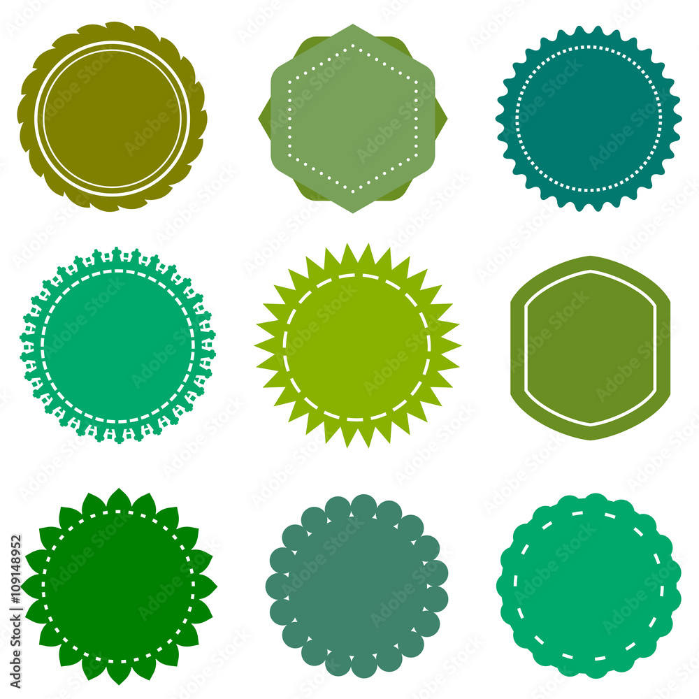 Eco, organic, natural vector blank green badges and labels set Eco, organic, natural vector blank green badges and labels set
