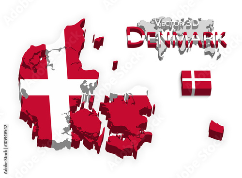 Kongeriget Denmark 3D ( flag and map ) ( transportation and tourism concept ) photo