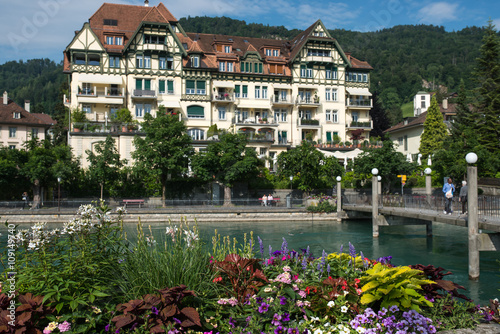 Quay of the river Aare in Thun, Switzerland
