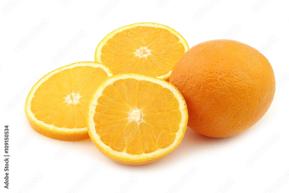 fresh cut oranges on a white background fresh cut oranges on a white background