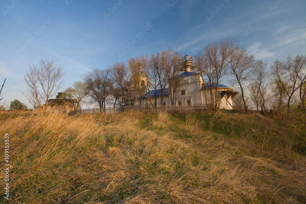 Nice old Russian Christian Cathedral against blue sky, Sviyazhsk island,Russia Nice old Russian Christian Cathedral against blue sky, Sviyazhsk island,Russia