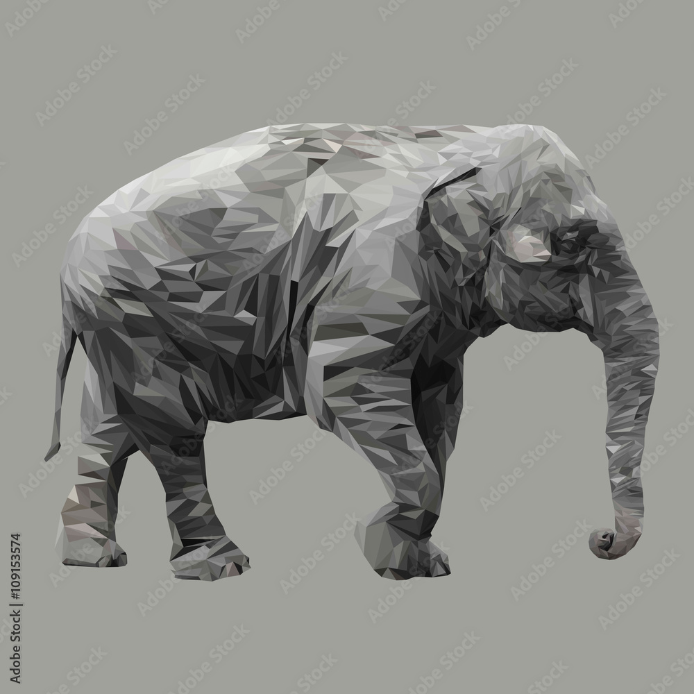 Elephant animal low poly design. Triangle vector illustration.

