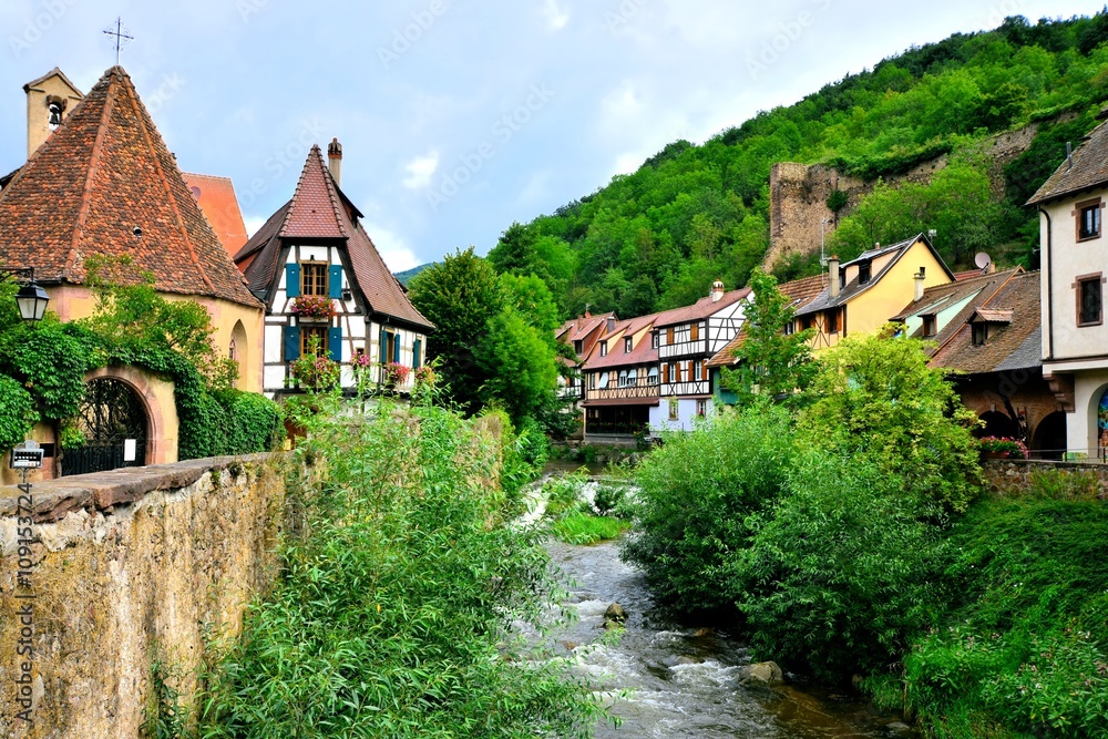 Picturesque view of the quaint town of Kayserberg, Alsace, France