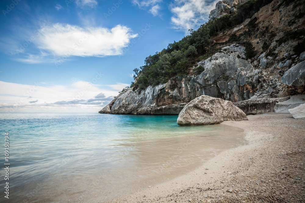 Coastline and rocky beach, Ogliastra, Sardinia, Italy Coastline and rocky beach, Ogliastra, Sardinia, Italy