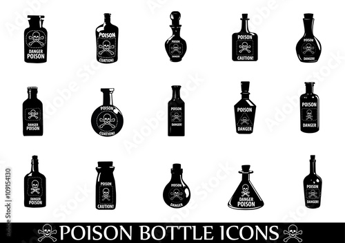 Poison icons,Potion Bottle,Medicine bottles vector icons set