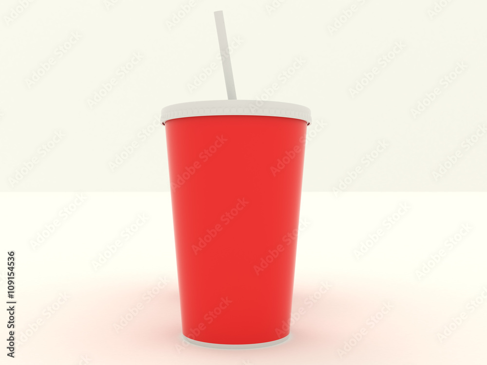 Several different paper cup set with red blank for design. Isolated on background. High resolution 3d illustration Several different paper cup set with red blank for design. Isolated on background. High resolution 3d illustration