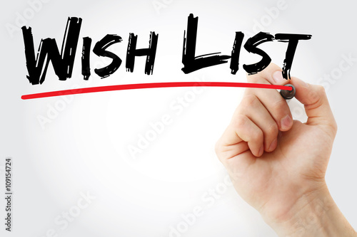 Hand writing Wish List with marker, concept background