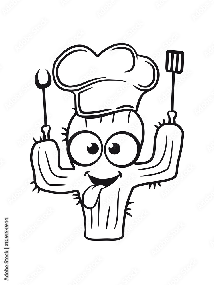 cactus soft cook restaurant grill chef hat pancake fork fry chef delicious food kitchen