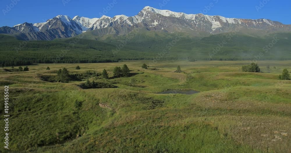 Aerial View. Flying over the Mountain Lake. Altai, Siberia. Kurai Steppe. Aerial View. Flying over the Mountain Lake. Altai, Siberia. Kurai Steppe.