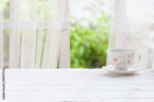 Wooden over summer window background