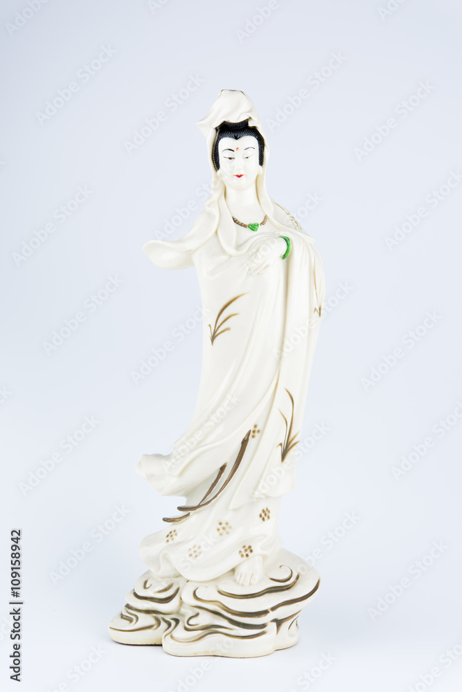 Guanyin on white background
