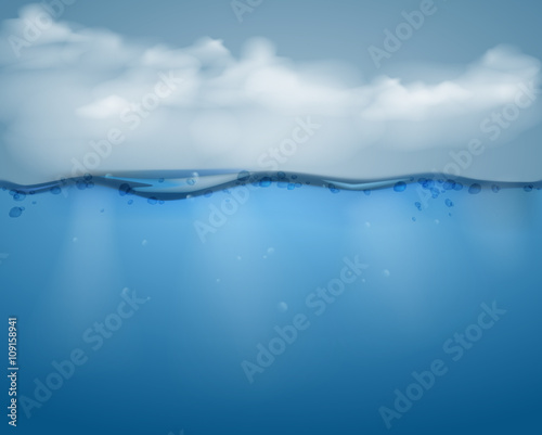 Underwater part and clouds.vector illustration