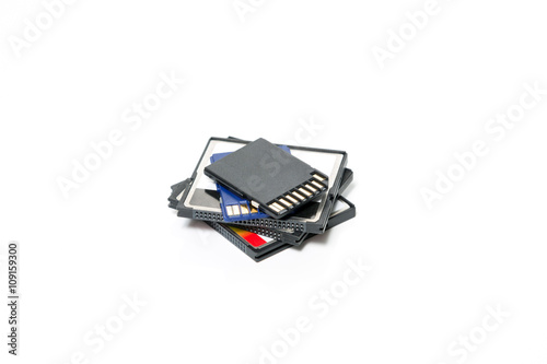 SD and Compact Flash Memory Cards isolated on White