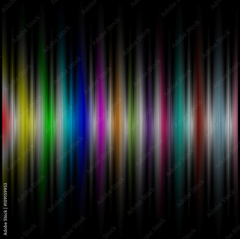 Colorful sound wave on a dark background. Vector illustration.