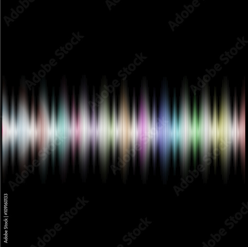 Colorful sound wave on a dark background. Vector illustration.