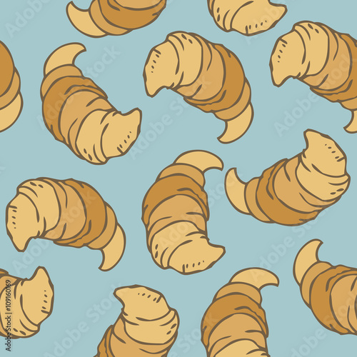 Seamless Vector Pattern with Classic Croissants