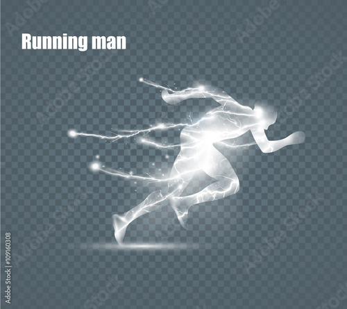 Running Man  flying lightning  vector illustration.