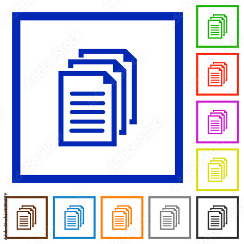 Documents framed flat icons