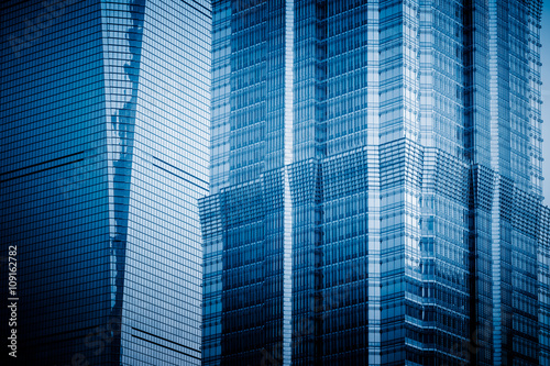 detail of Jinmao Tower,shanghai china,blue toned image.